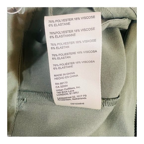 Free People Green Pleated Wide Leg Trousers, Rear Belt, Ankle Pleat, Size 2 - Picture 10 of 14